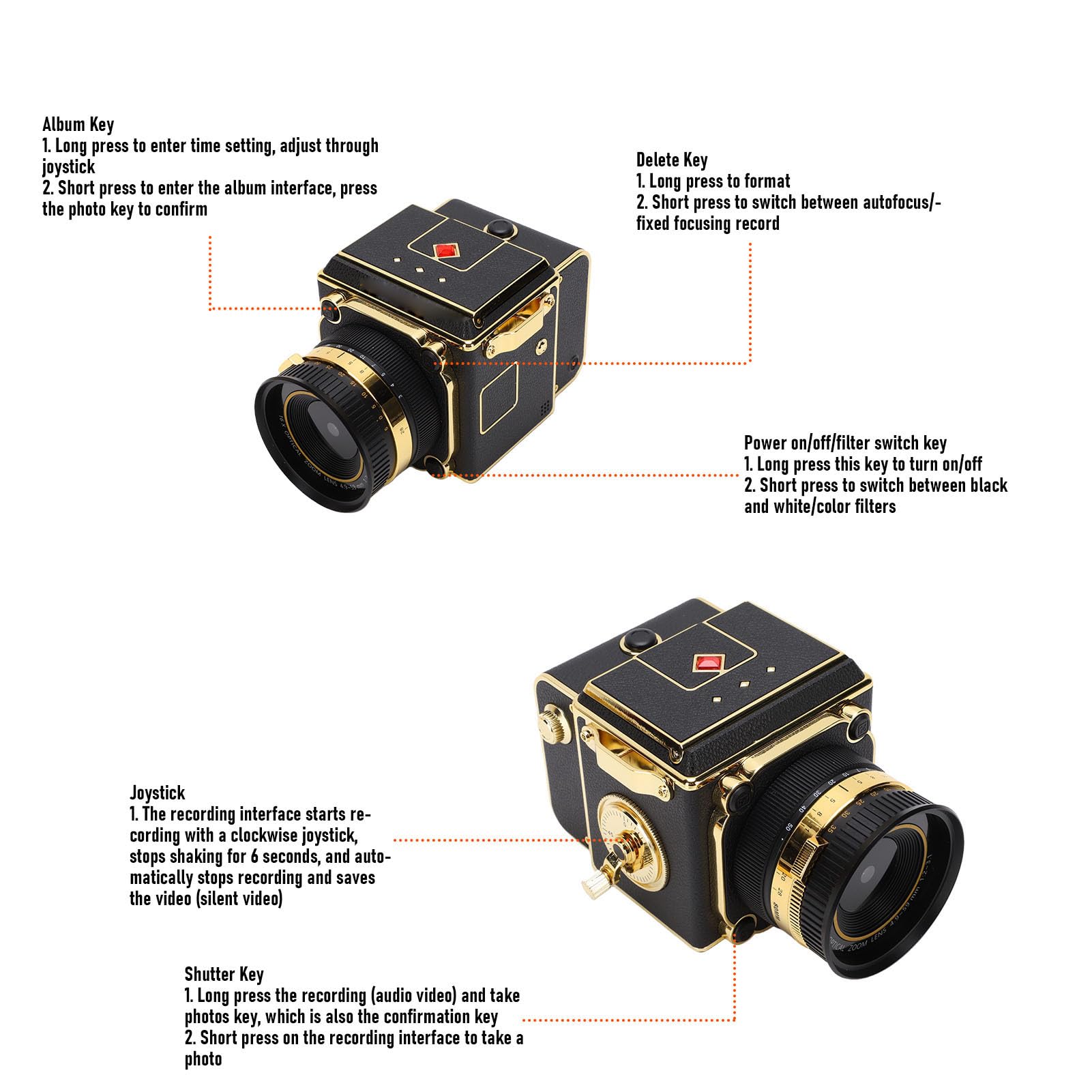 Amazon | メイドイドウ ヴィンテージデジタルカメラ、2.7K 12MP レトロ
